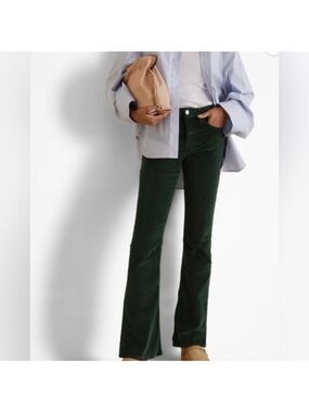 Frame Denim Dark Green Corduroy Flare Jeans
